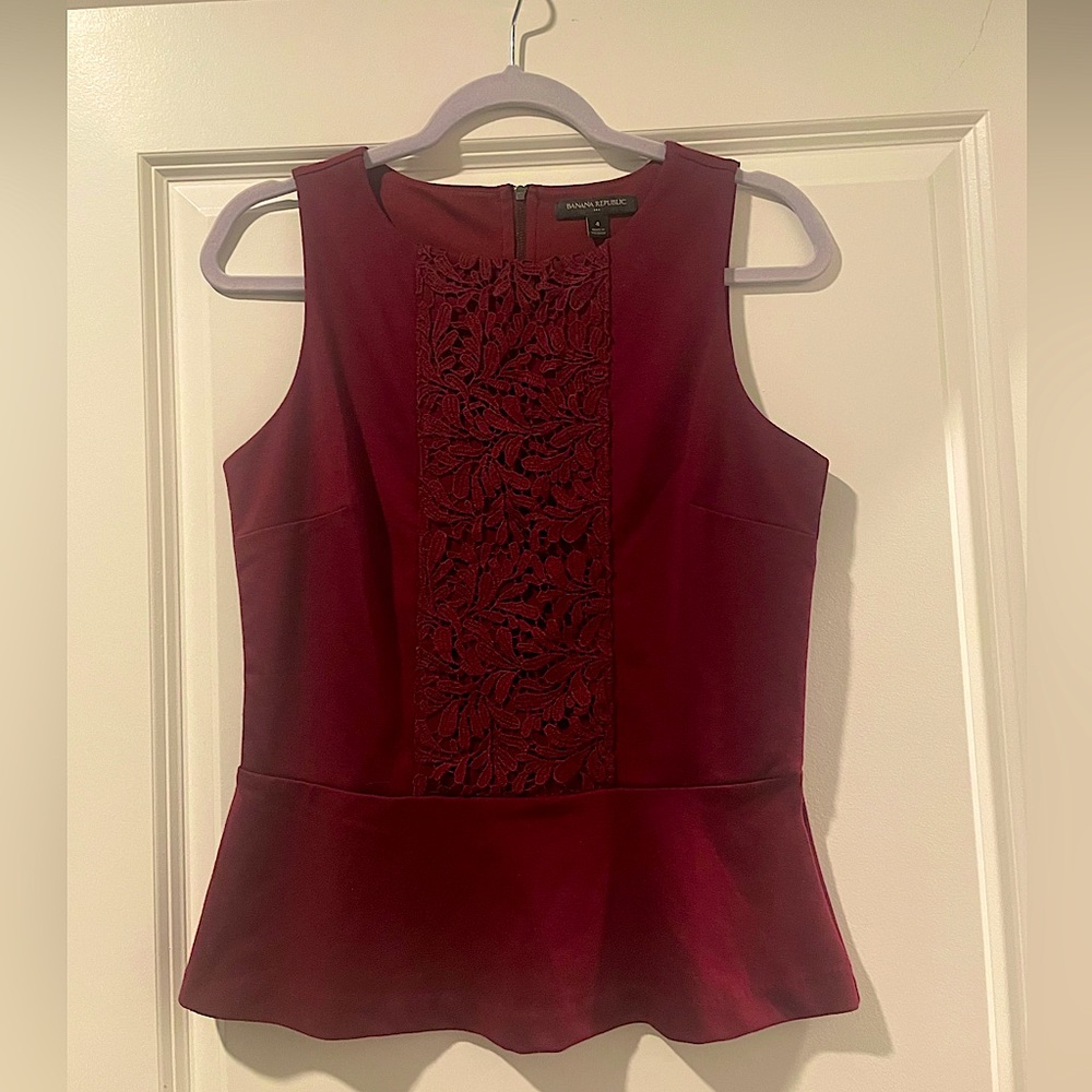 Banana Republic Maroon Peplum Top